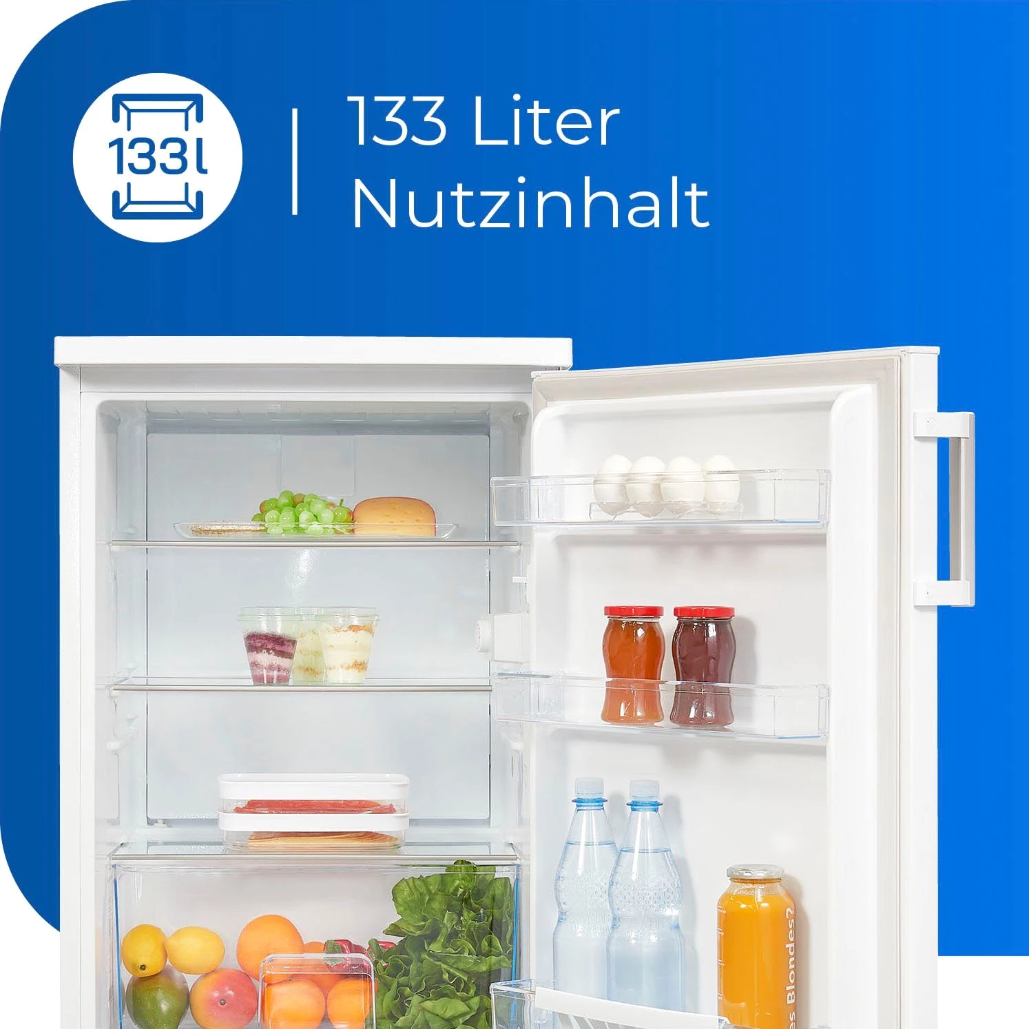 exquisit Kühlschrank KS16-V-H-010D weiss, 85,5 cm hoch, 56 cm breit, Energieeffizienzklasse D