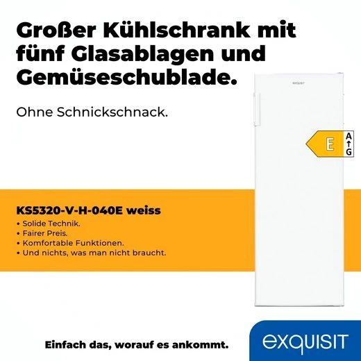 exquisit Vollraumkühlschrank KS5320-V-H-040E, 142.6 cm hoch, 54.4 cm breit