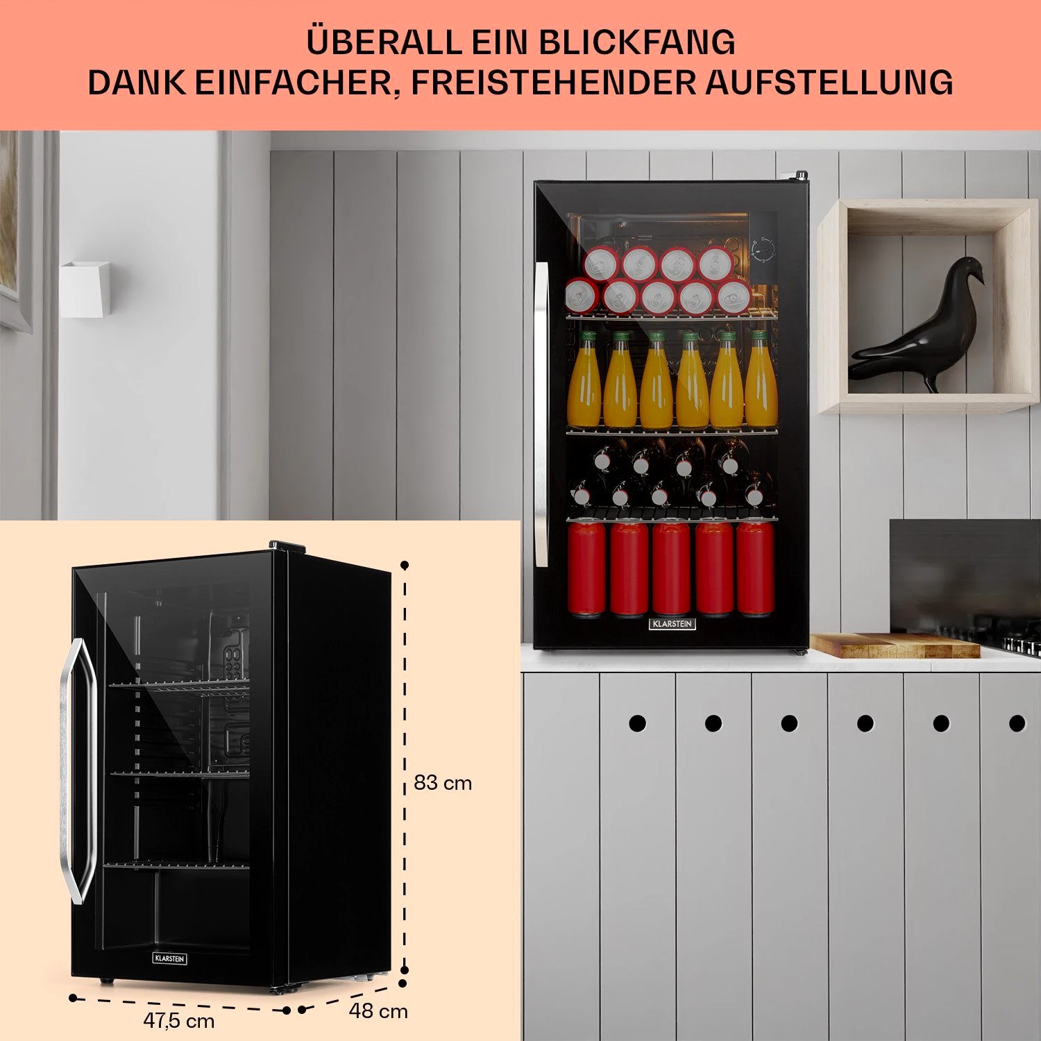 Klarstein Getränkekühlschrank HEA-Beersafe-XXL-OX 10034848A, 83 cm hoch, 47.5 cm breit