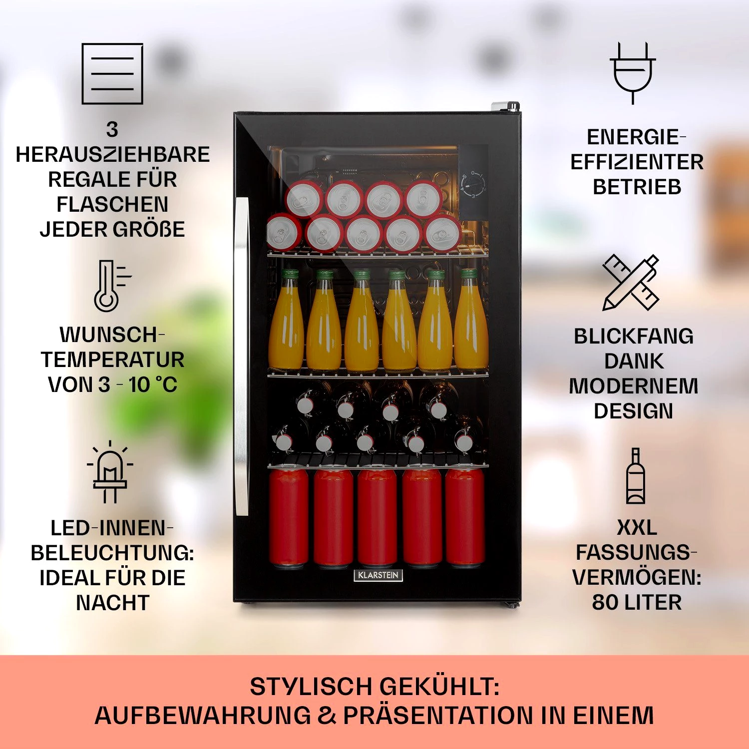 Klarstein Getränkekühlschrank HEA-Beersafe-XXL-OX 10034848A, 83 cm hoch, 47.5 cm breit