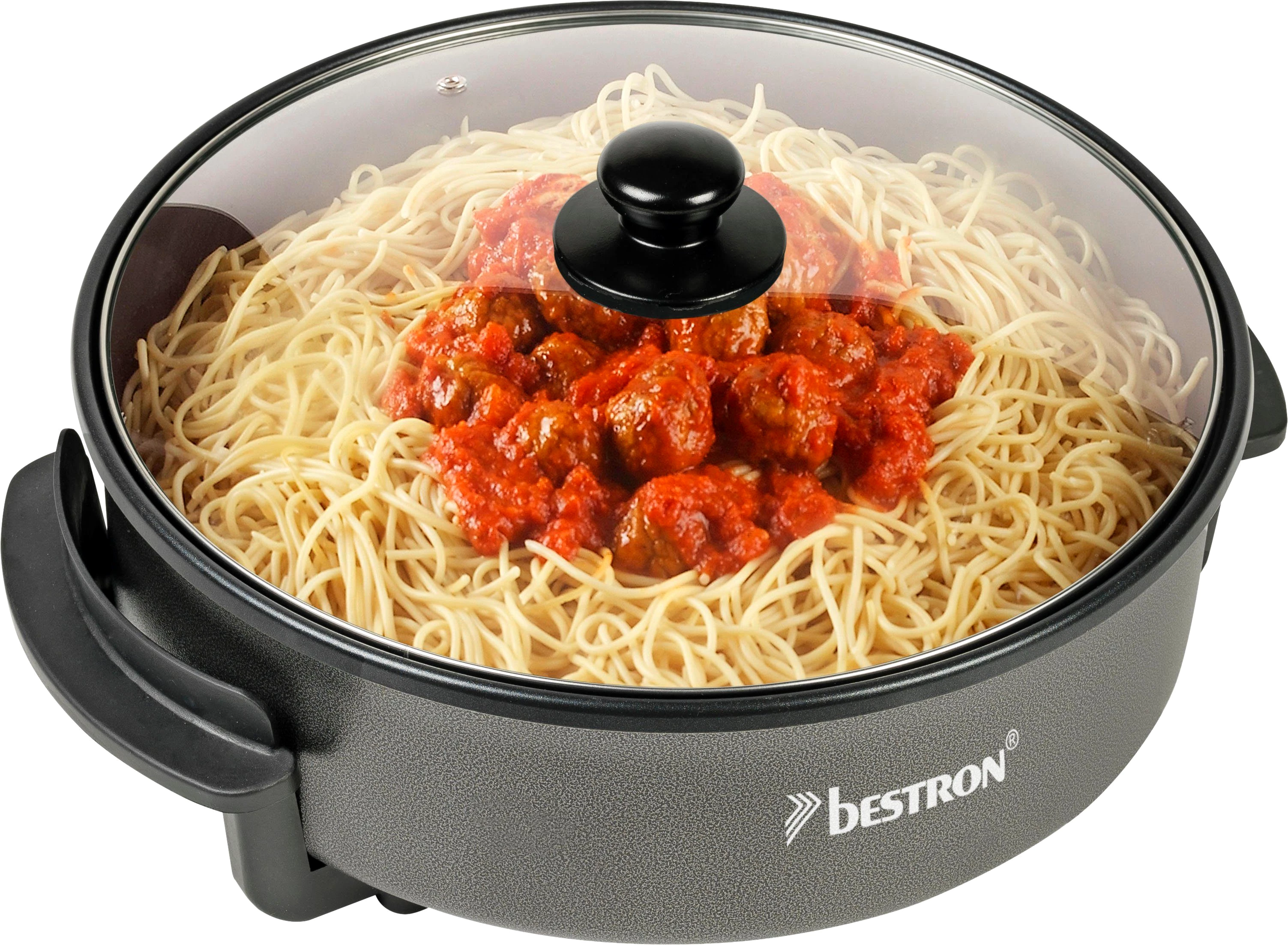 bestron Elektrische Partypfanne AHP1500Z Snackpfanne, 1500 W, mit Antihaftbeschichtung, Schwarz