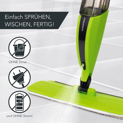 CLEANmaxx Wischmopp, beutellos, mit praktischer Sprühfunktion und großem 420ml Tank