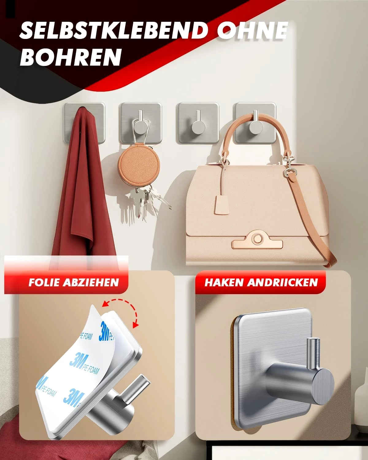 Refined Living Handtuchhaken Handtuchhalter ohne Bohren,5er/10er Set,Handtuchhaken Bad Edelstahl