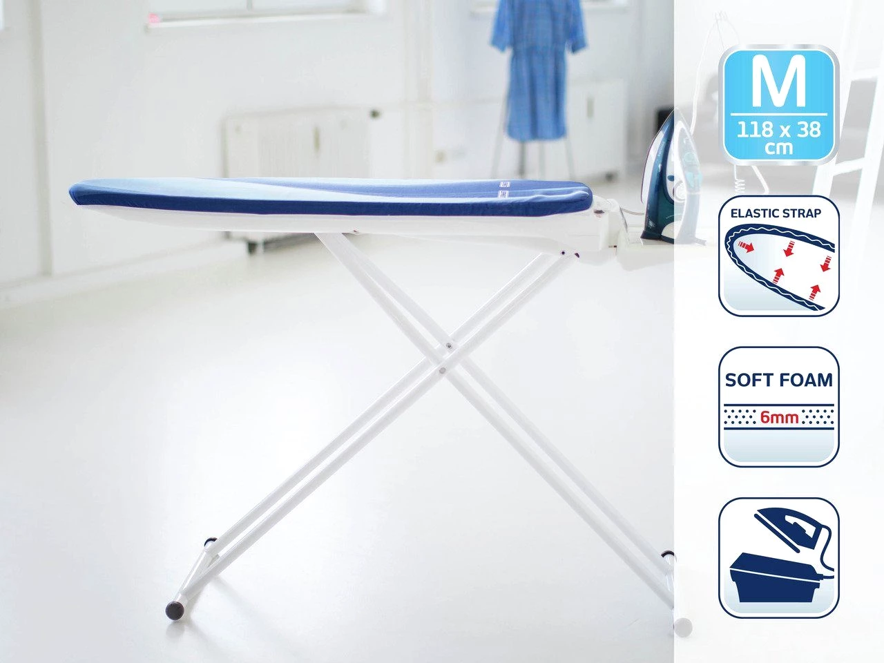 Leifheit Ersatz-Bügelbrettbezug AirActive M BlueFlow
