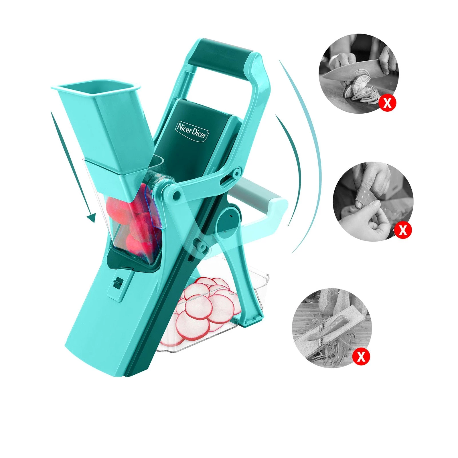 Genius Gemüsehobel Nicer Dicer Mando Gemüseschneider 12-tlg., Mandoline verstellbar