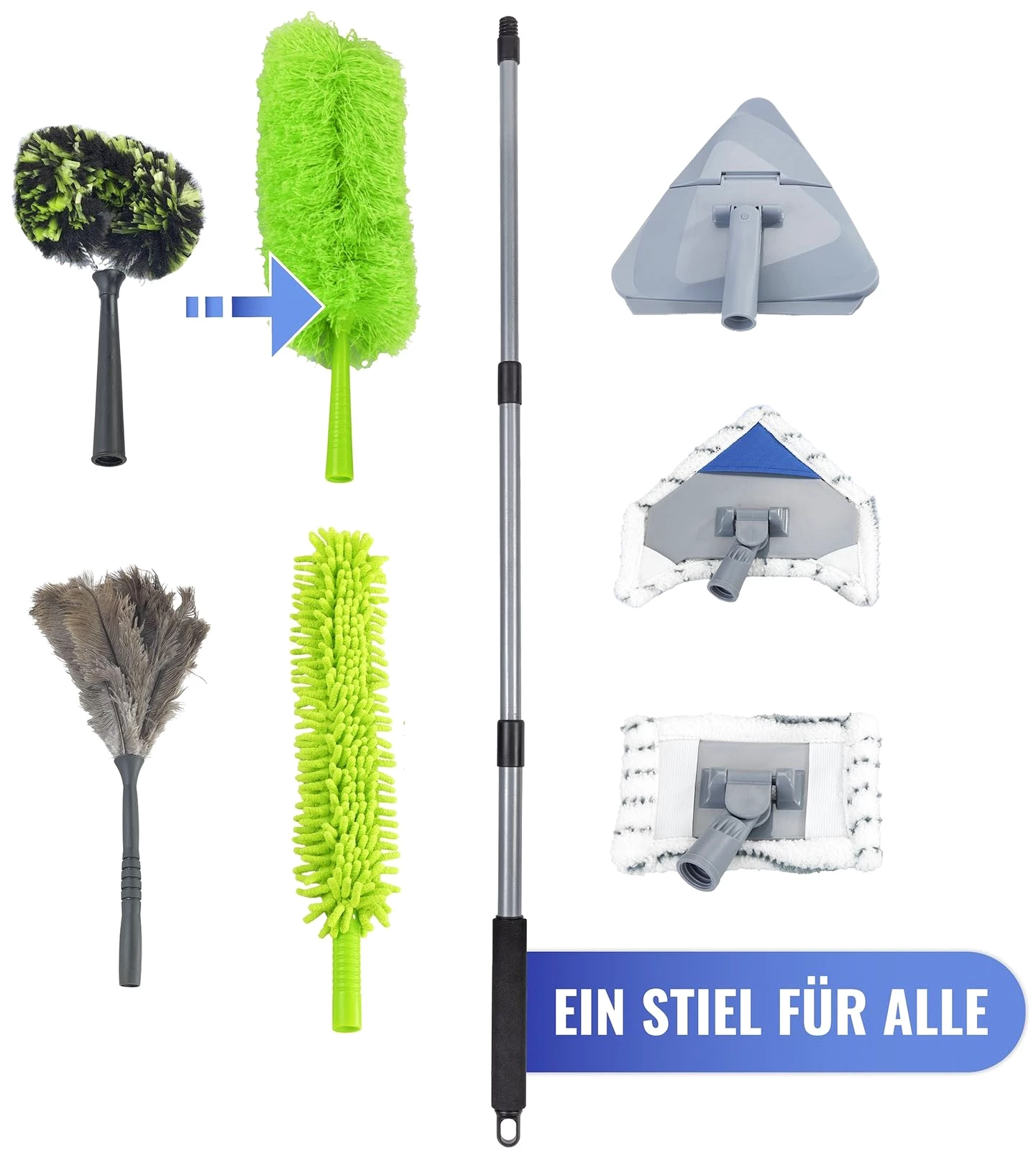 Maximex Staubwedel Mikrofaser mit Teleskopstiel und Knickgelenk, Staubwischer