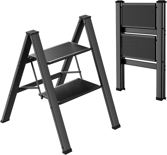 TLGREEN Klapptritt aus Aluminium Trittleiter 2/3/4-Stufen-Leiter Rutschfeste Trittfläche