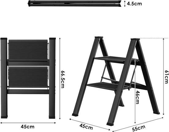 TLGREEN Klapptritt aus Aluminium Trittleiter 2/3/4-Stufen-Leiter Rutschfeste Trittfläche