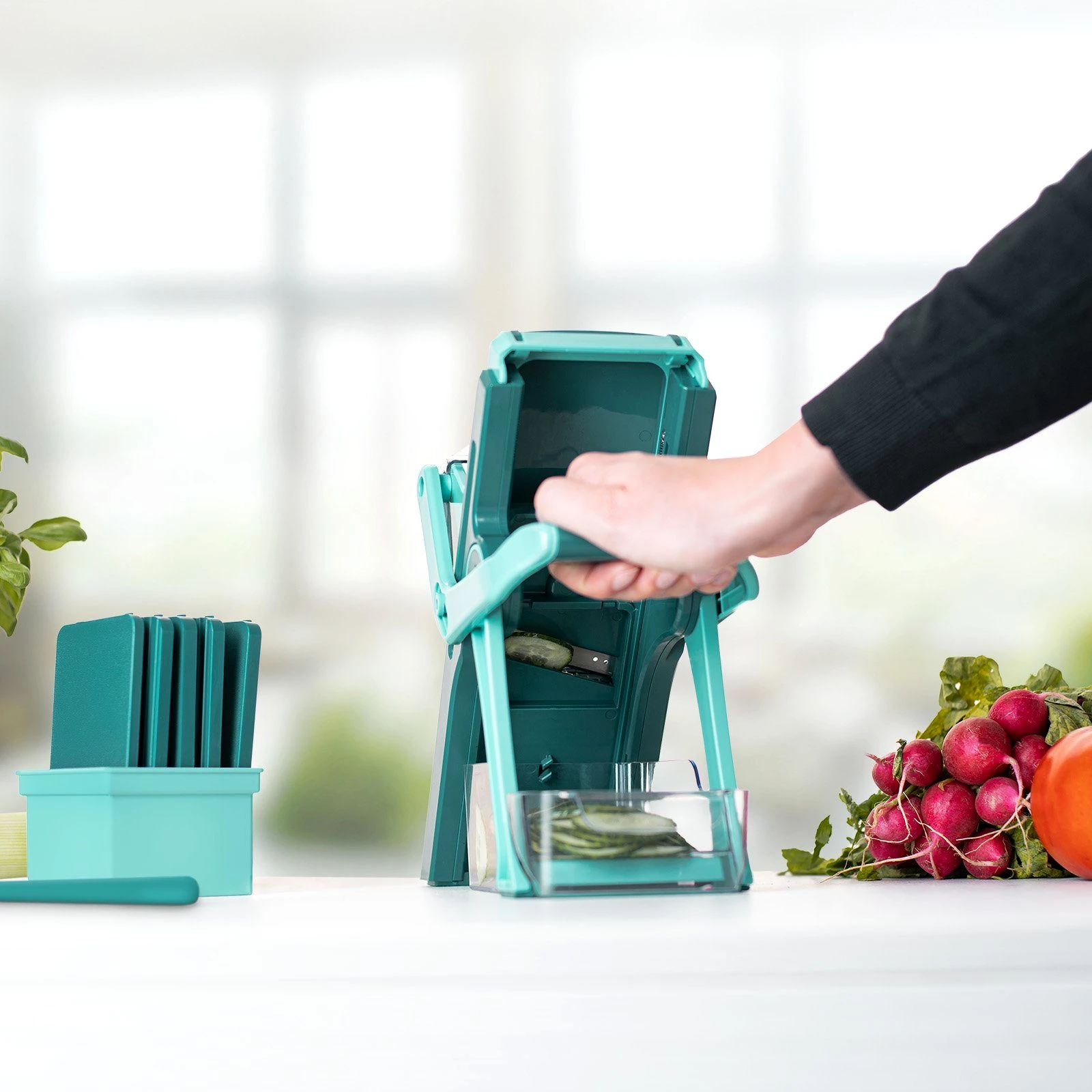 Genius Gemüsehobel Nicer Dicer Mando Gemüseschneider 12-tlg., Mandoline verstellbar
